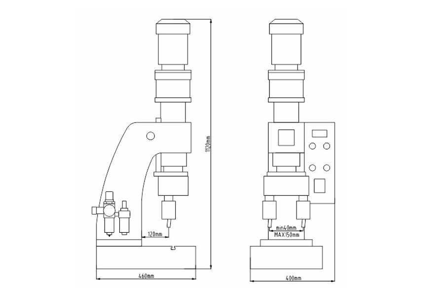 雙頭氣動鉚接機(jī)結(jié)構(gòu)尺寸圖